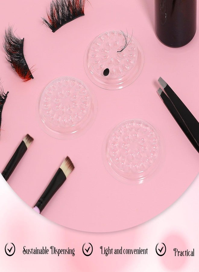 Zelphvt False Lash Glue Holder, 100Pcs False Eyelashes Glue Holders Plastic Eyelash Pads Disposable Eyelash Tray Plastic Glues Pallet Pad Lash Trays for Lashs Extensions (Transparent) - Image 3